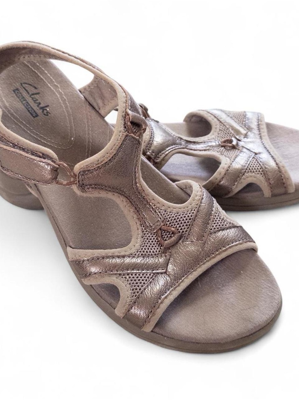 Clarks Collection Comfort Sandals Women's Size 8 Metallic Bronze